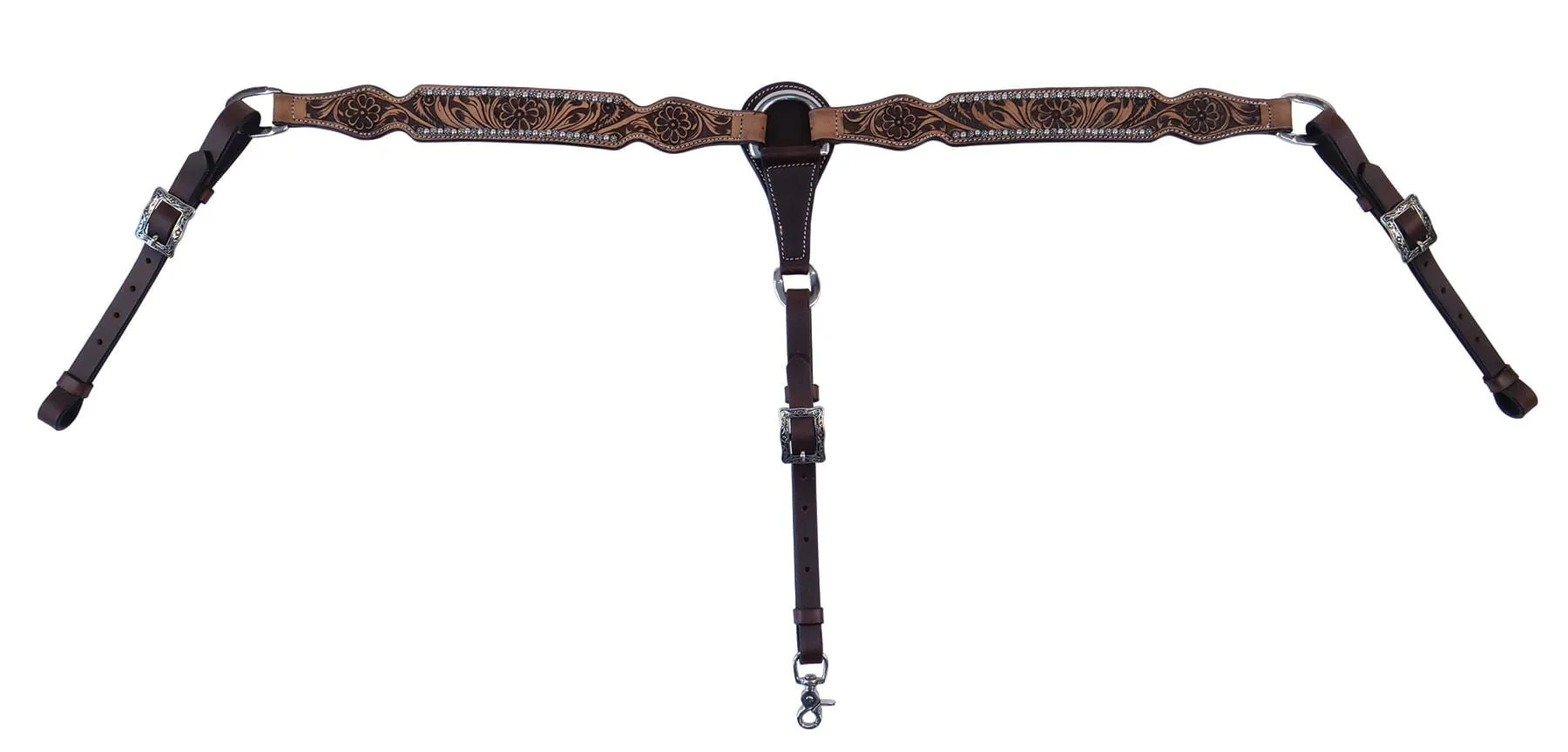 Cody Pro Flower Tooled Breast Collar - Healthber