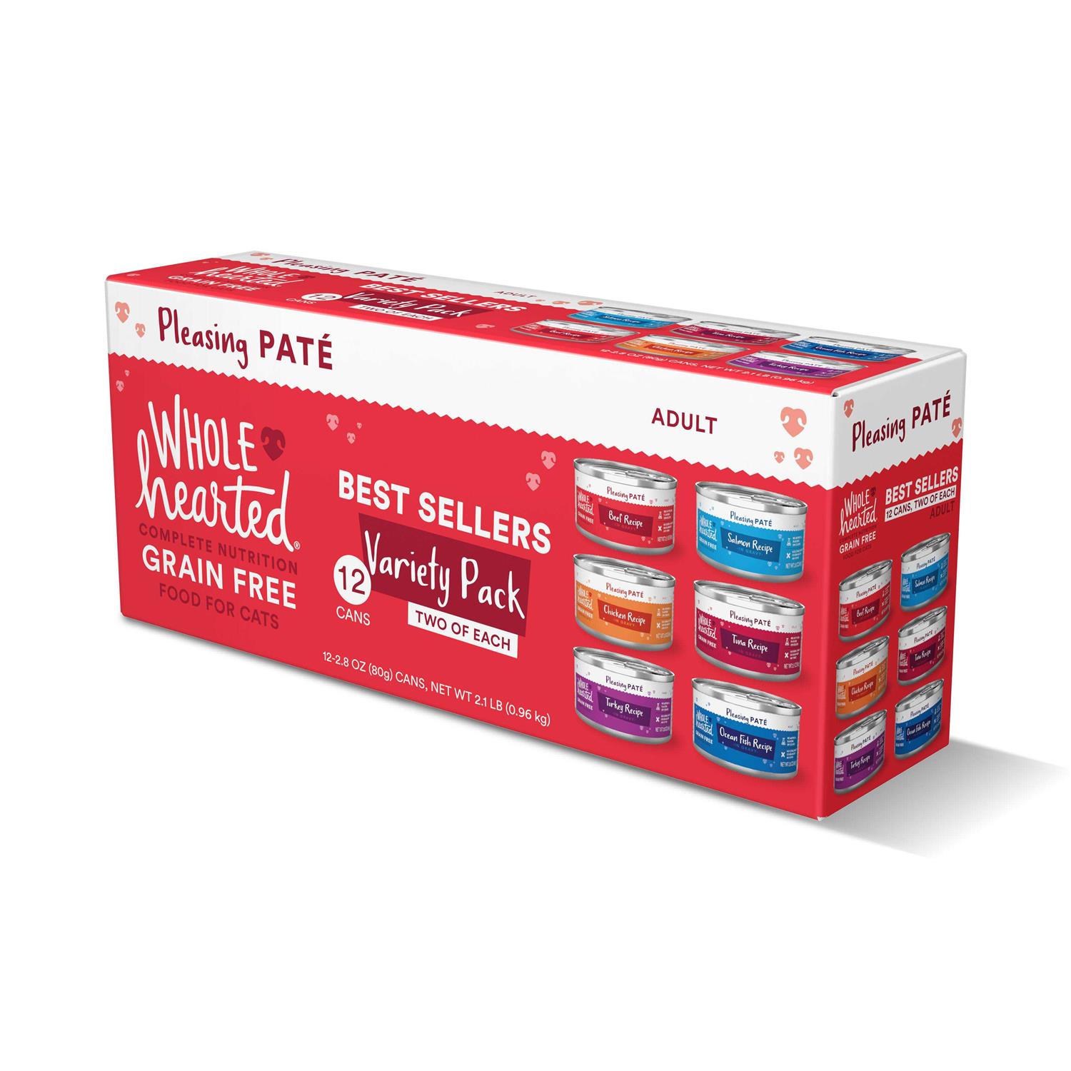 WholeHearted Grain Free Wet Cat Food Pate Variety Pack - Healthber