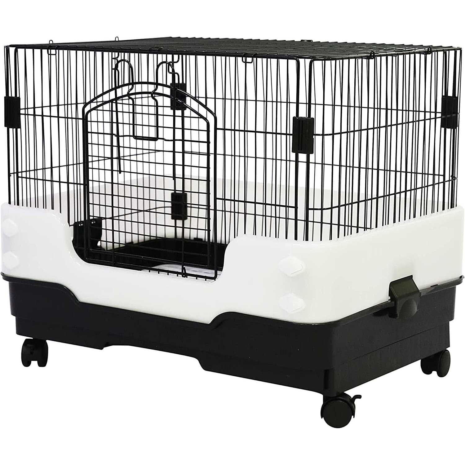 Homey Pet 26 Rabbit Cage Carry with Pull Out Tray and Caster - Healthber