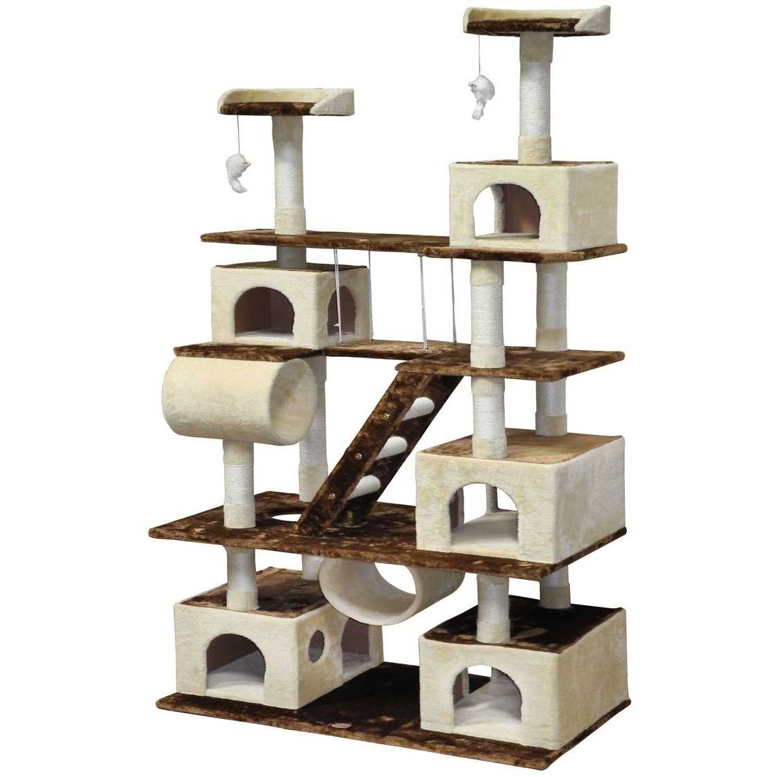 Go Pet Club Gray Cat Tree Climber with Swing and Sisal Scratching Post, 87 H - Healthber