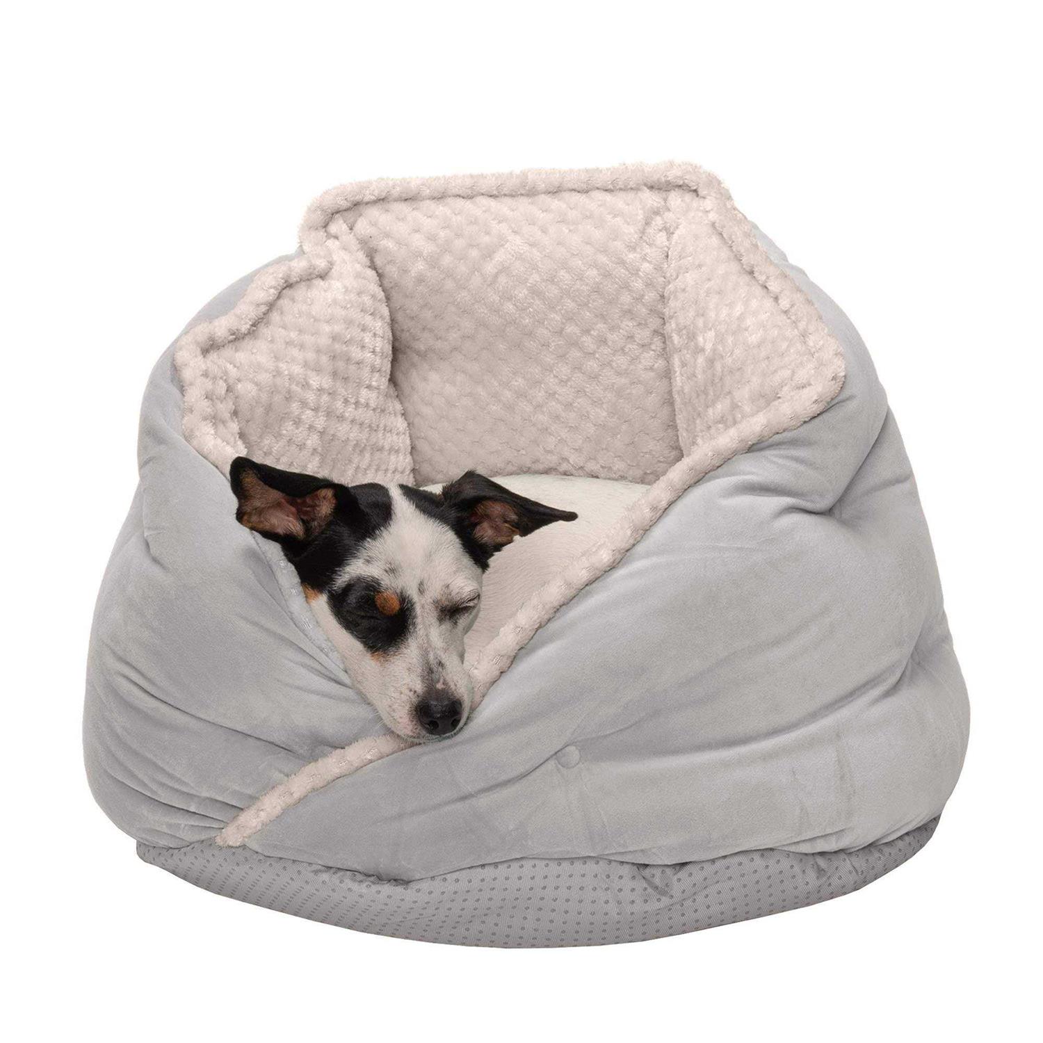 FurHaven Minky Faux Fur Velvet Calming Hug Bed - Healthber