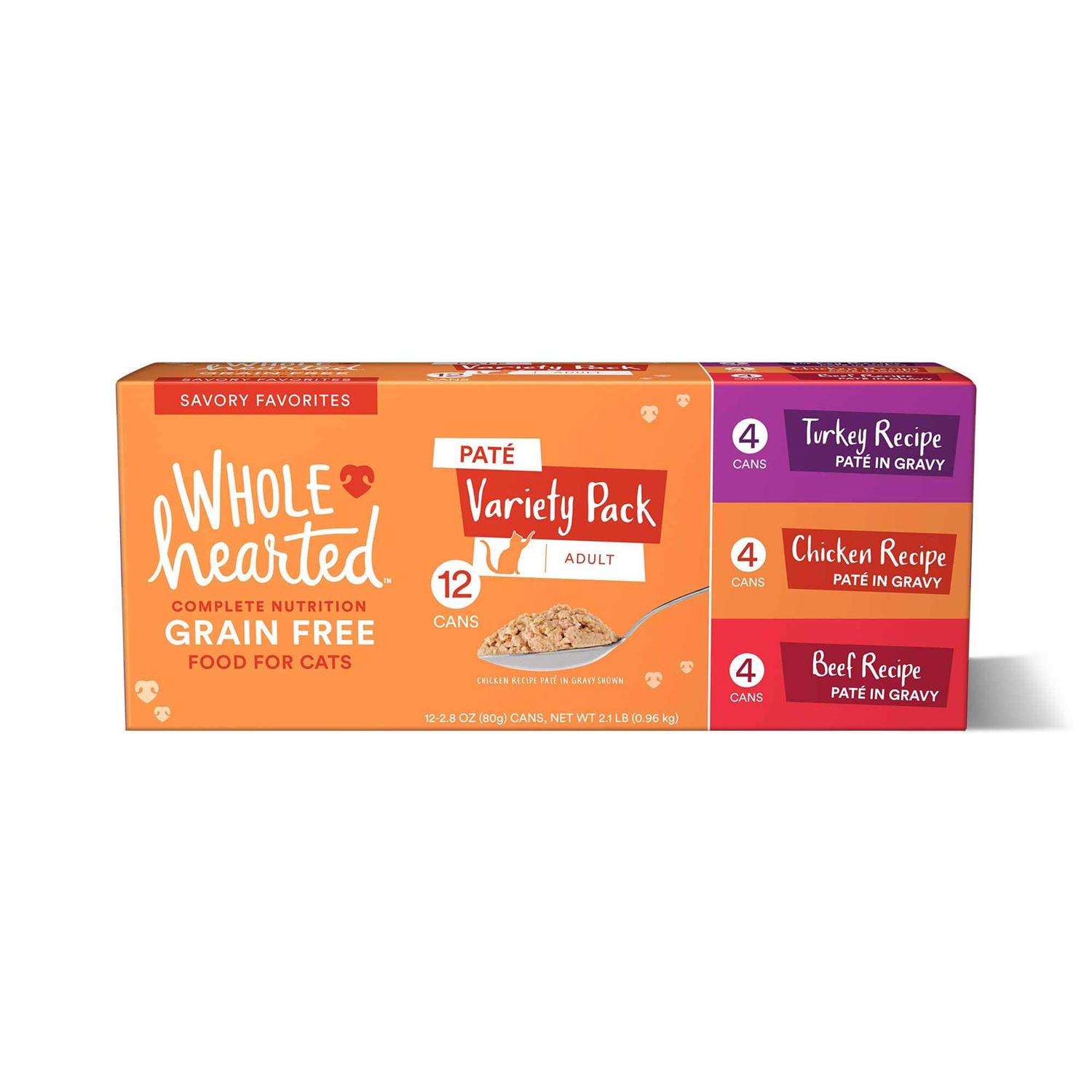 WholeHearted Grain Free Pate Savory Favorites Adult Wet Cat Food Variety Pack - Healthber