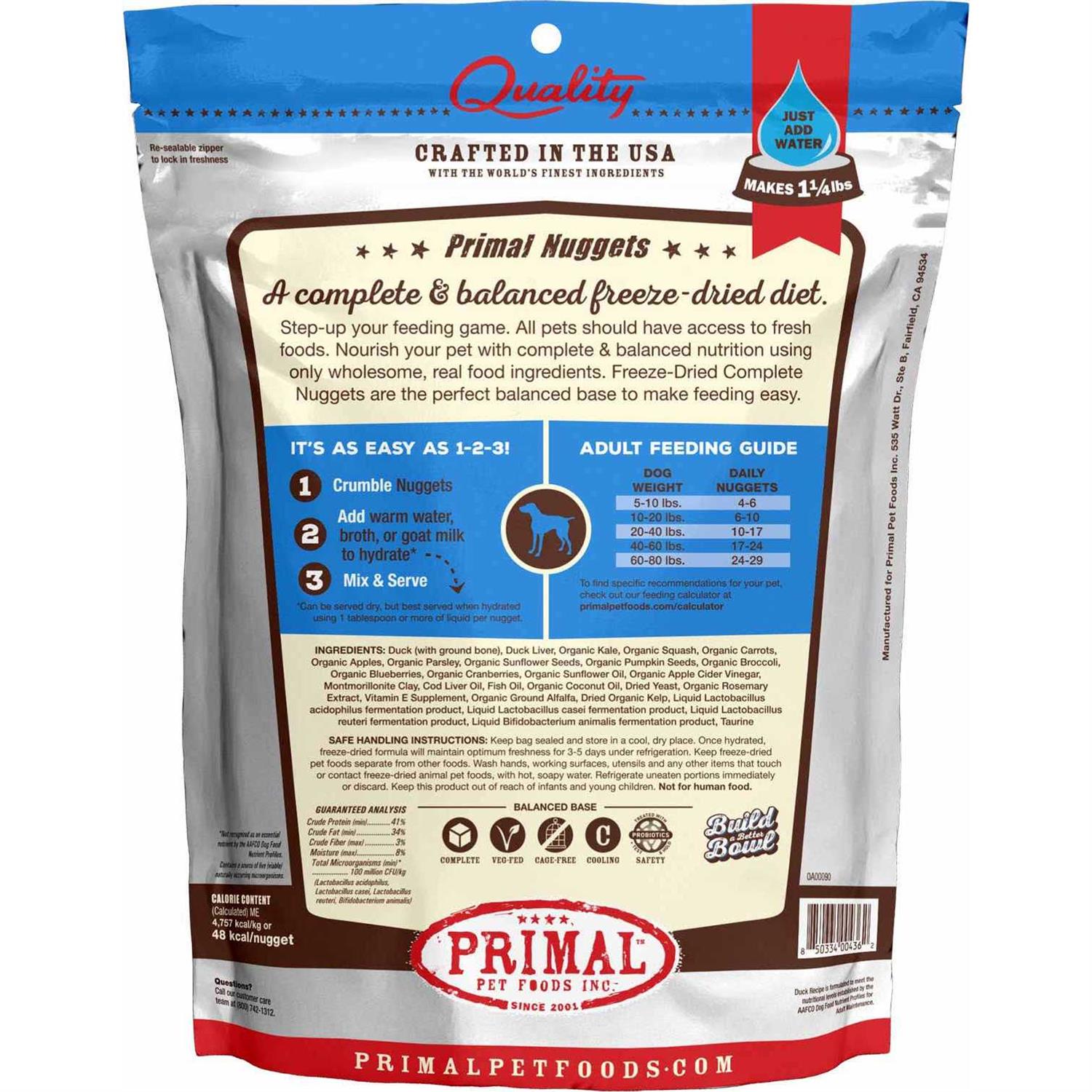 Primal Dog Freeze Dried Duck - Healthber