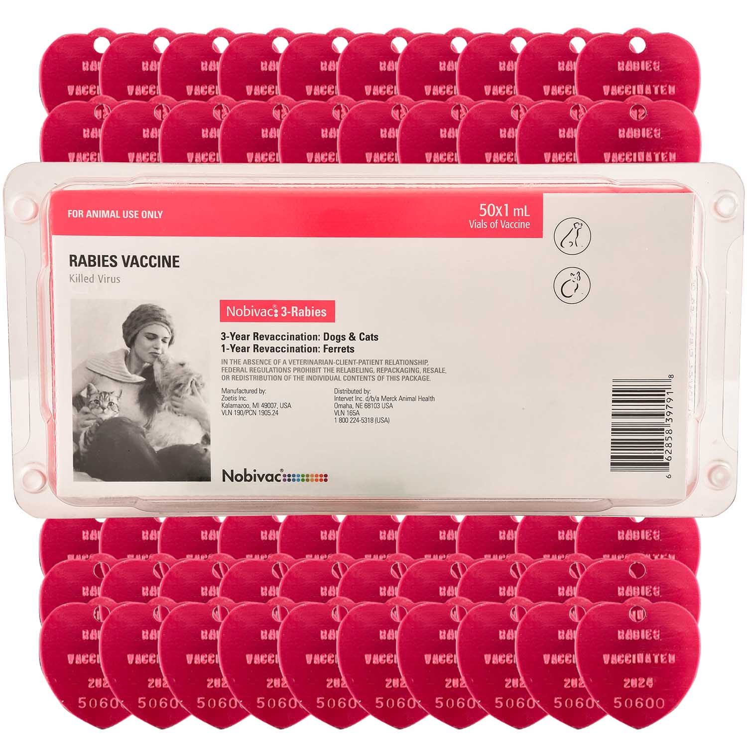 Nobivac 3 Rabies Vaccine Kit with Tags - Healthber