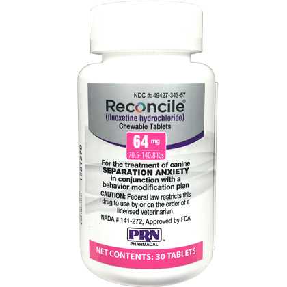 Reconcile (fluoxetine hydrochloride) Tablets for Dogs, 64-mg, 30 tablets - Healthber