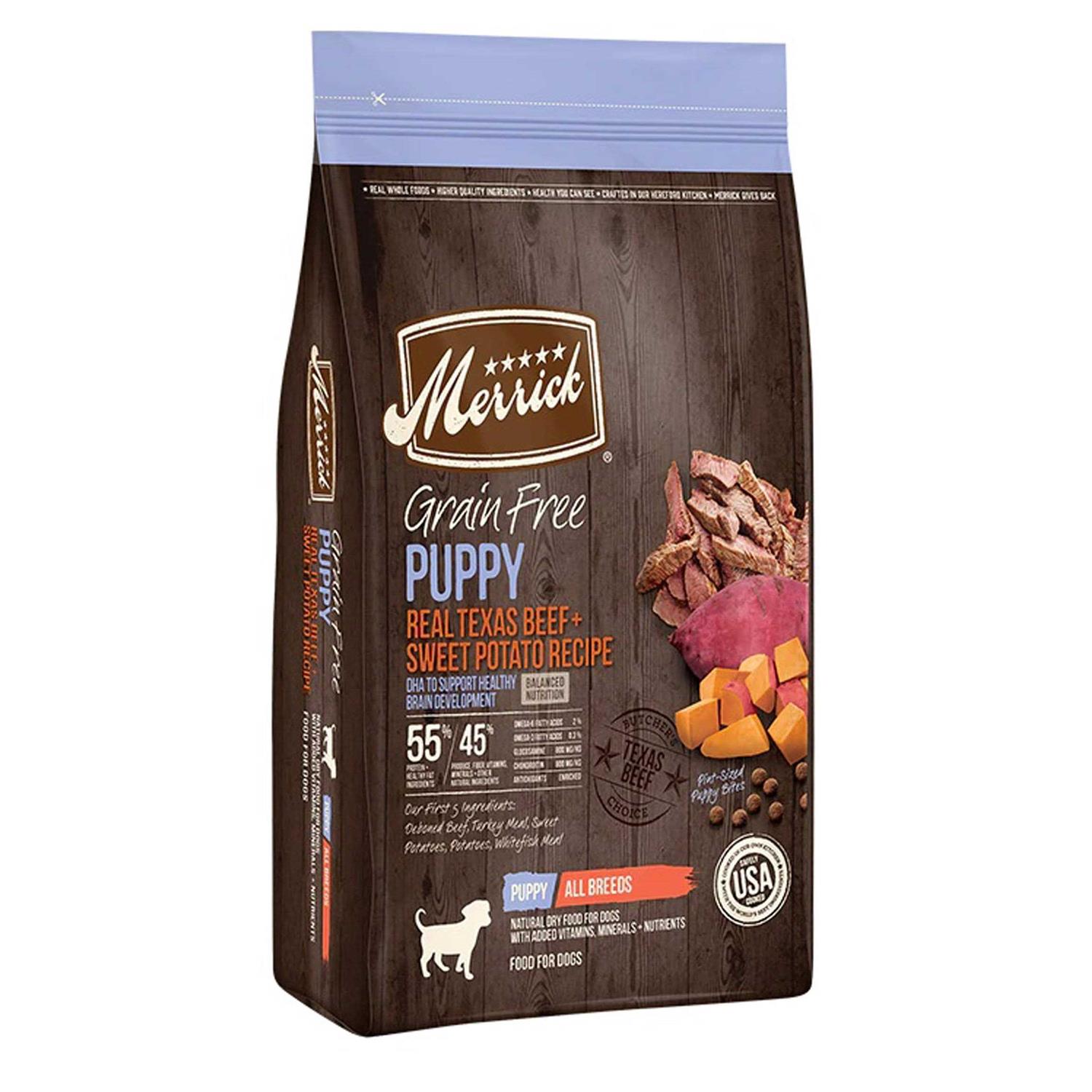 Merrick Grain Free Real Beef & Sweet Potato Puppy Recipe Dry Dog Food - Healthber