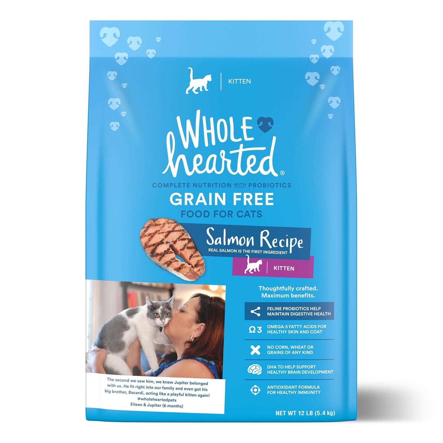 WholeHearted Grain Free Salmon Recipe Dry Kitten Food - Healthber