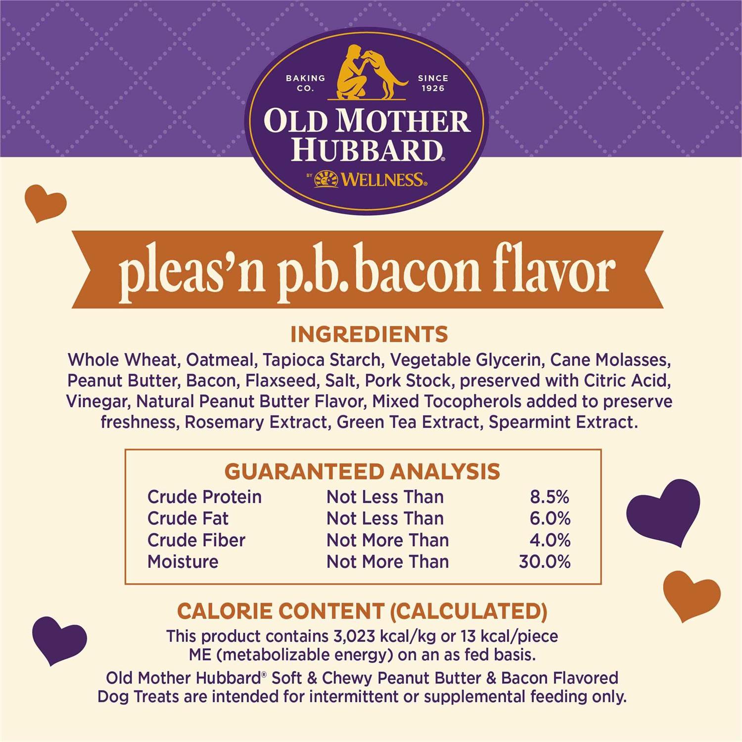 Old Mother Hubbard Soft & Tasty Peanut Butter & Bacon Biscuits Baked Dog Treats Mini - Healthber