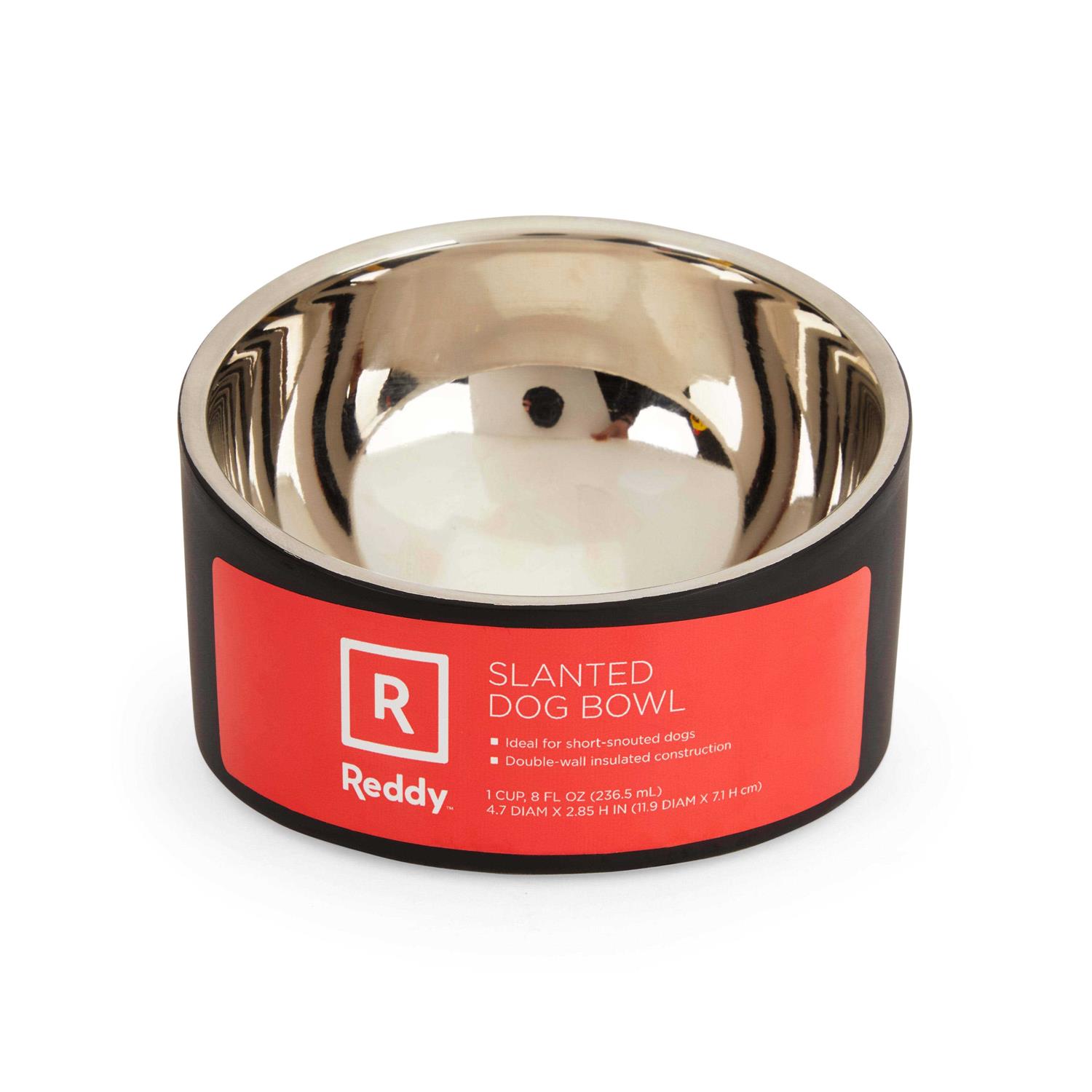 Reddy Slanted Stainless-Steel Slanted Dog Bowl - Healthber