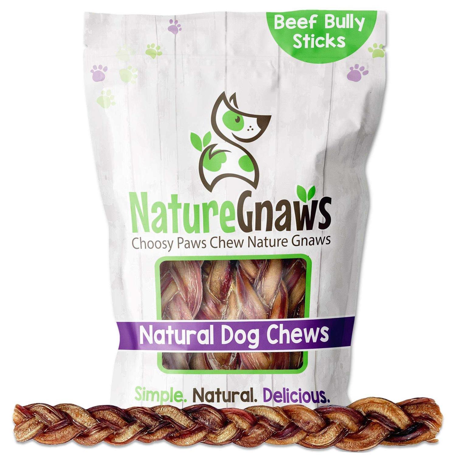 Nature Gnaws Braided Bully Sticks for Dogs Premium Natural Beef Bones - Healthber