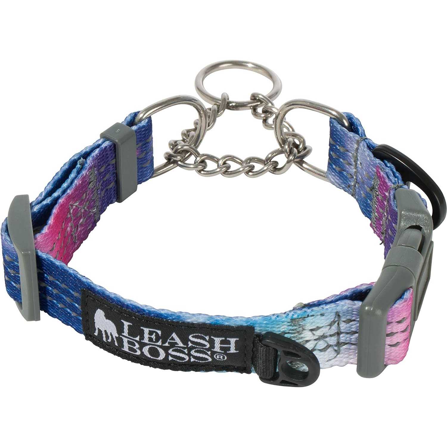 Leashboss Patterned Reflective Chain Martingale Dog collar - Healthber