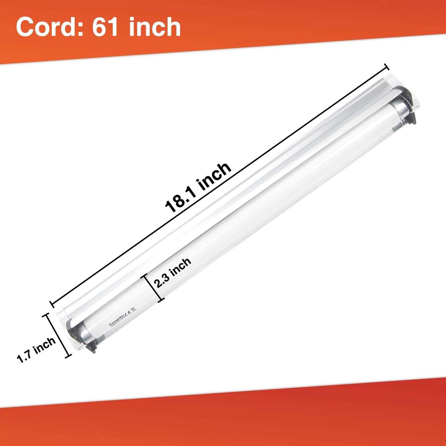 Hypool T8 Strip UVB Reptile Lighting Fixture with 18-Inch 15 Watt UVB 10.0 Fluorescent Bulb Combo Kit 10-Percent UVB Desert Pet Habitat Light - Healthber