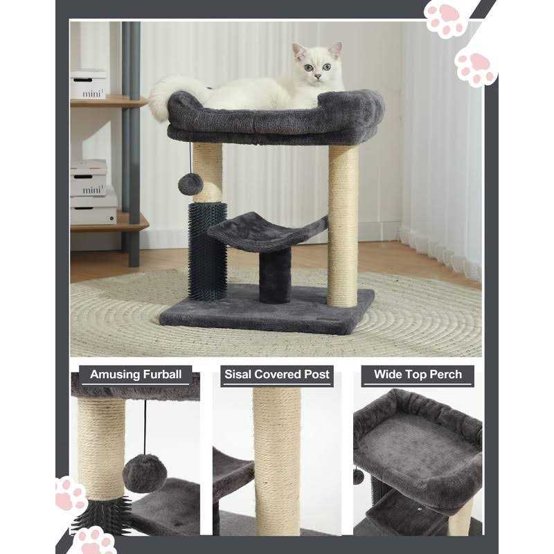 Hoopet cat Tree Tower,cat Scratching Post for Indoor Cats,Featuring with Super Cozy Perch,cat Self Groomer and Interactive Dangling Ball Great - Healthber