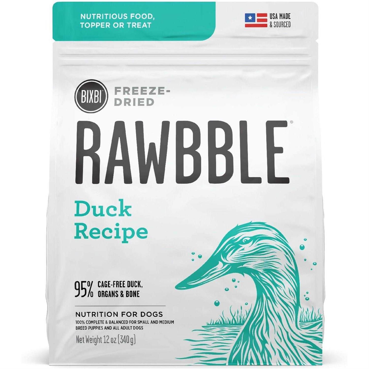 Bixbi Dog Food Rawbble Freeze Dried Duck Recipe - Healthber