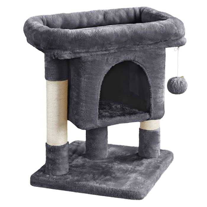 Topeakmart Gray 2-Level Small Cat Tree with Wide Perch - Healthber