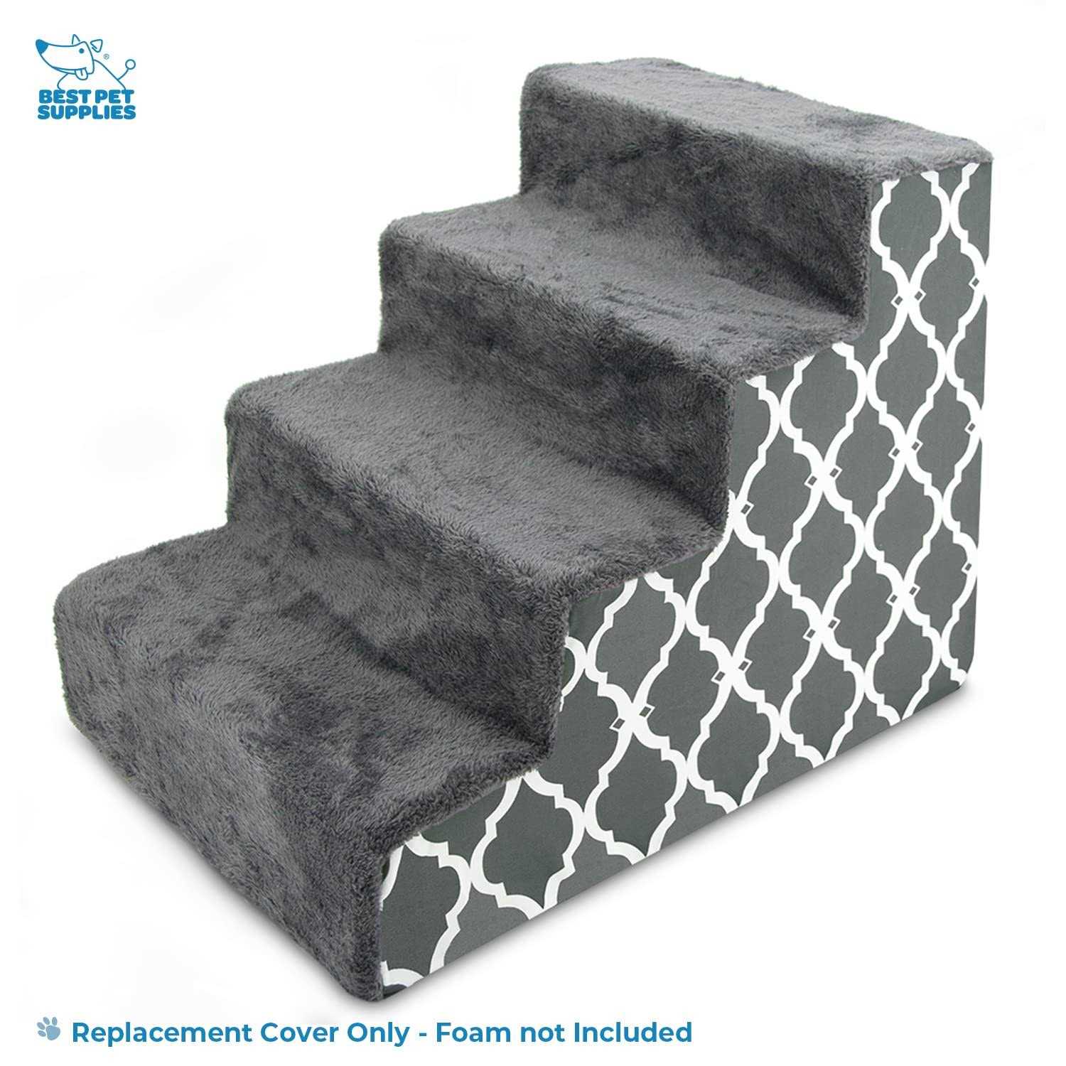 Best Pet Supplies Foam Pet Steps Cover for Small Dogs and Cats, Portable Ramp Stairs for Couch, Sofa, and High Bed Climbing - Healthber