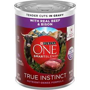 Purina ONE SmartBlend True Instinct Classic Ground Real Beef & Bison Grain-Free Wet Dog Food, 13-oz can, case of 12 - Healthber