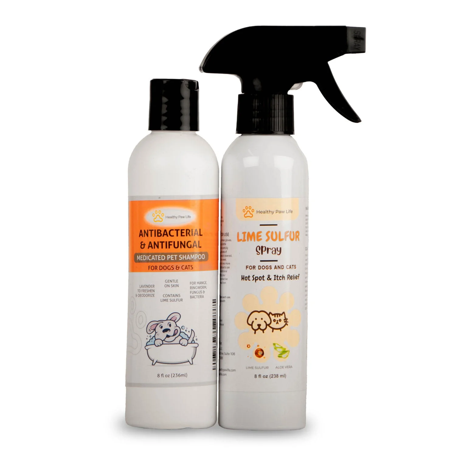 Healthy Paw Life's Bundle of Lime Sulfur Spray (8 fl oz) and Lime Sulfur Shampoo (8 fl oz) - Healthber