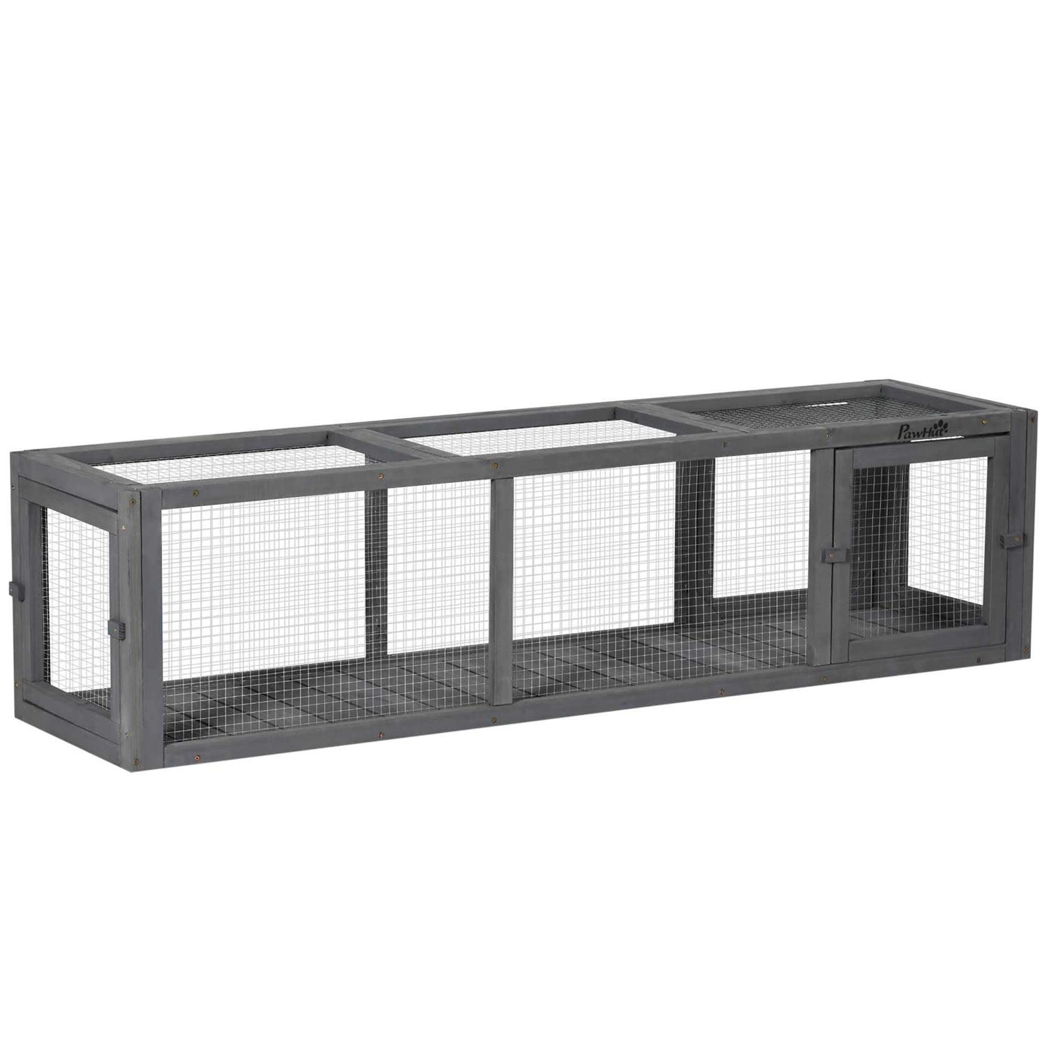 PawHut 59 Long Cat Tunnel with Extendable Design Wooden Outdoor Cat Tunnel House with Weather Protection - Healthber
