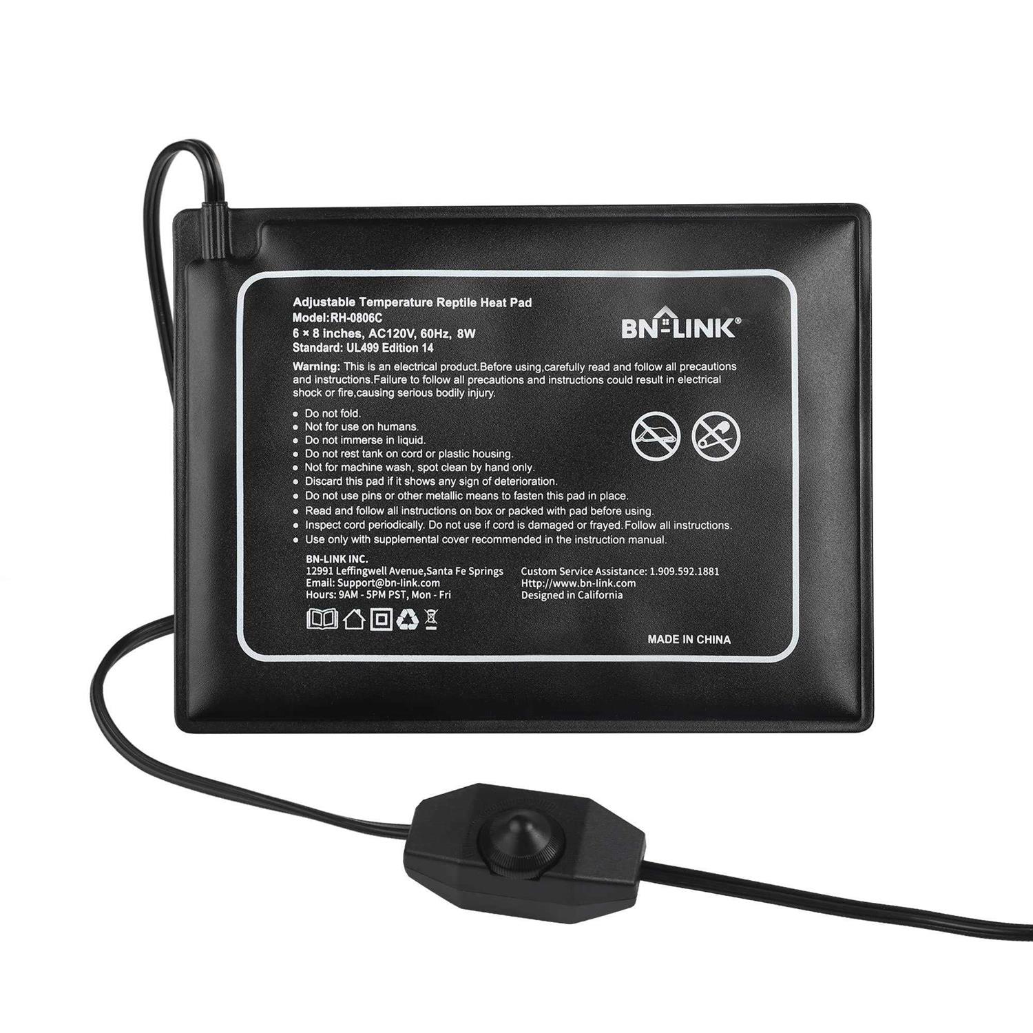 BN-LINK Reptile Heating Pad 8 X 12 with Adjust Knob - Healthber