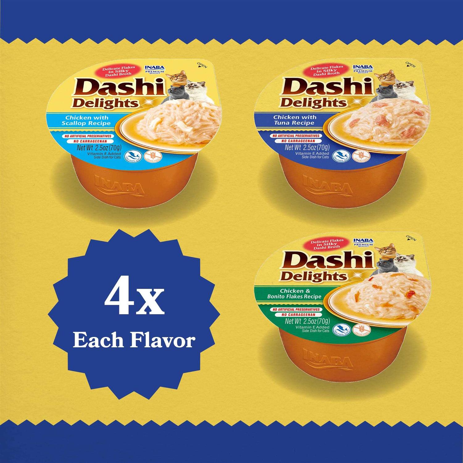 Inaba Dashi Delight Flavored Variety Pack Bits in Broth Cat Food Topping - Healthber