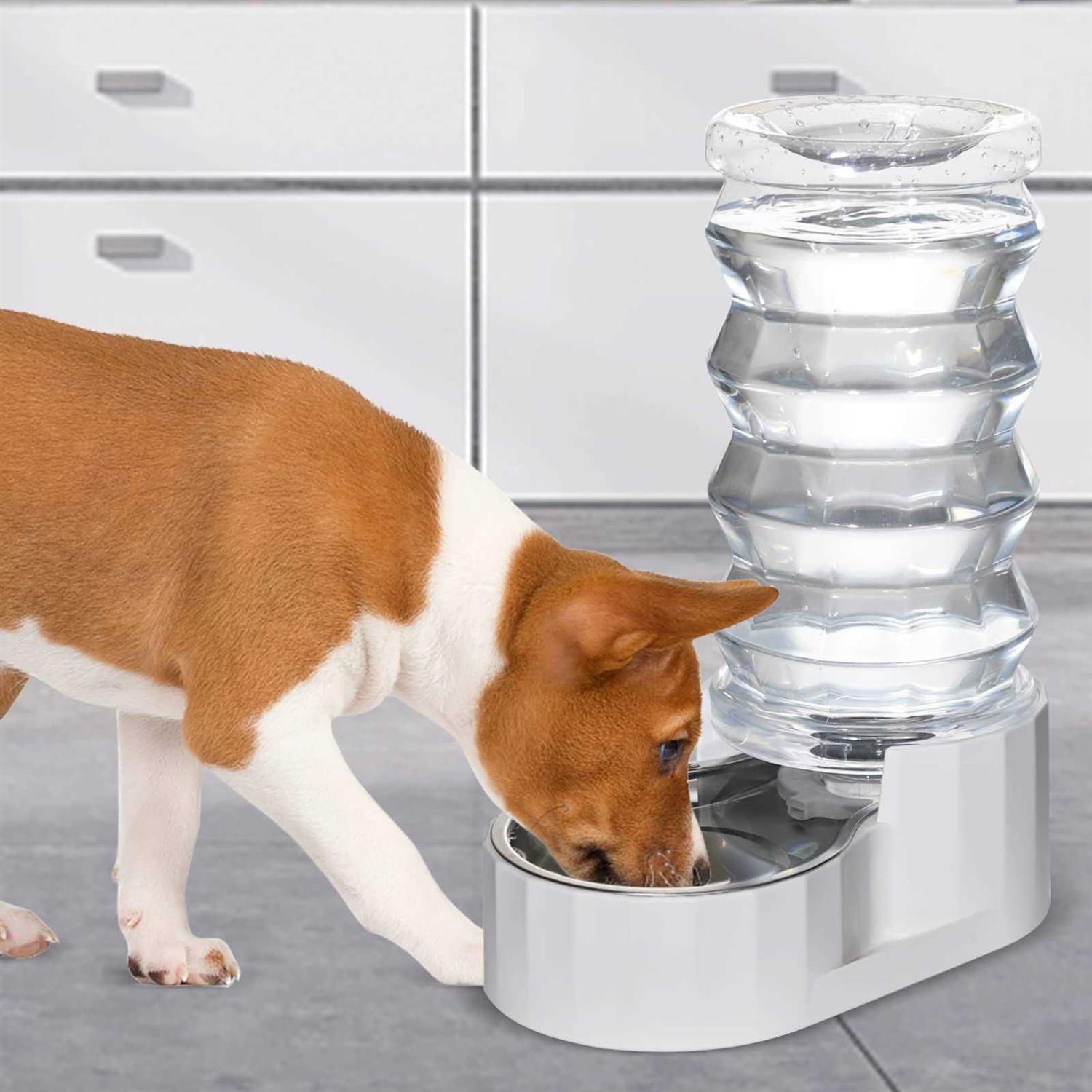 RIZZARI Automatic Pet Waterer,100% BPA-free, Gravity Stainless Steel Water Dispenser,Large Capacity Water Feeder for Cats and Small and Medium-Sized - Healthber