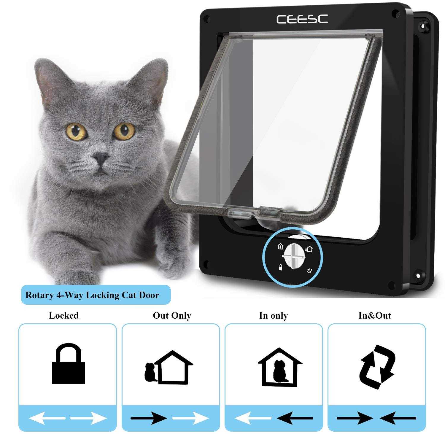 CEESC Cat Magnetic Pet Door 4 Way Lock for Cats and - Healthber