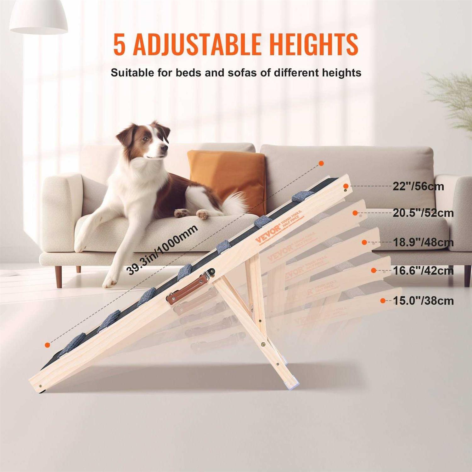 VEVOR Dog Ramp Folding Pet Ramp for Bed Adjustable Dog Ramp for Small - Healthber