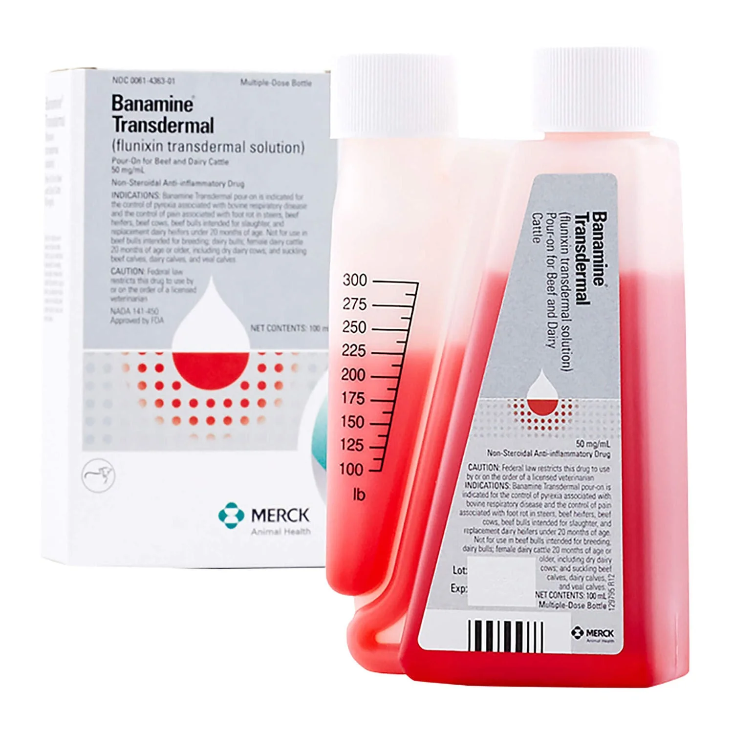 Rx Banamine Transdermal (flunixin transdermal solution) Pour-on for Cattle - Healthber
