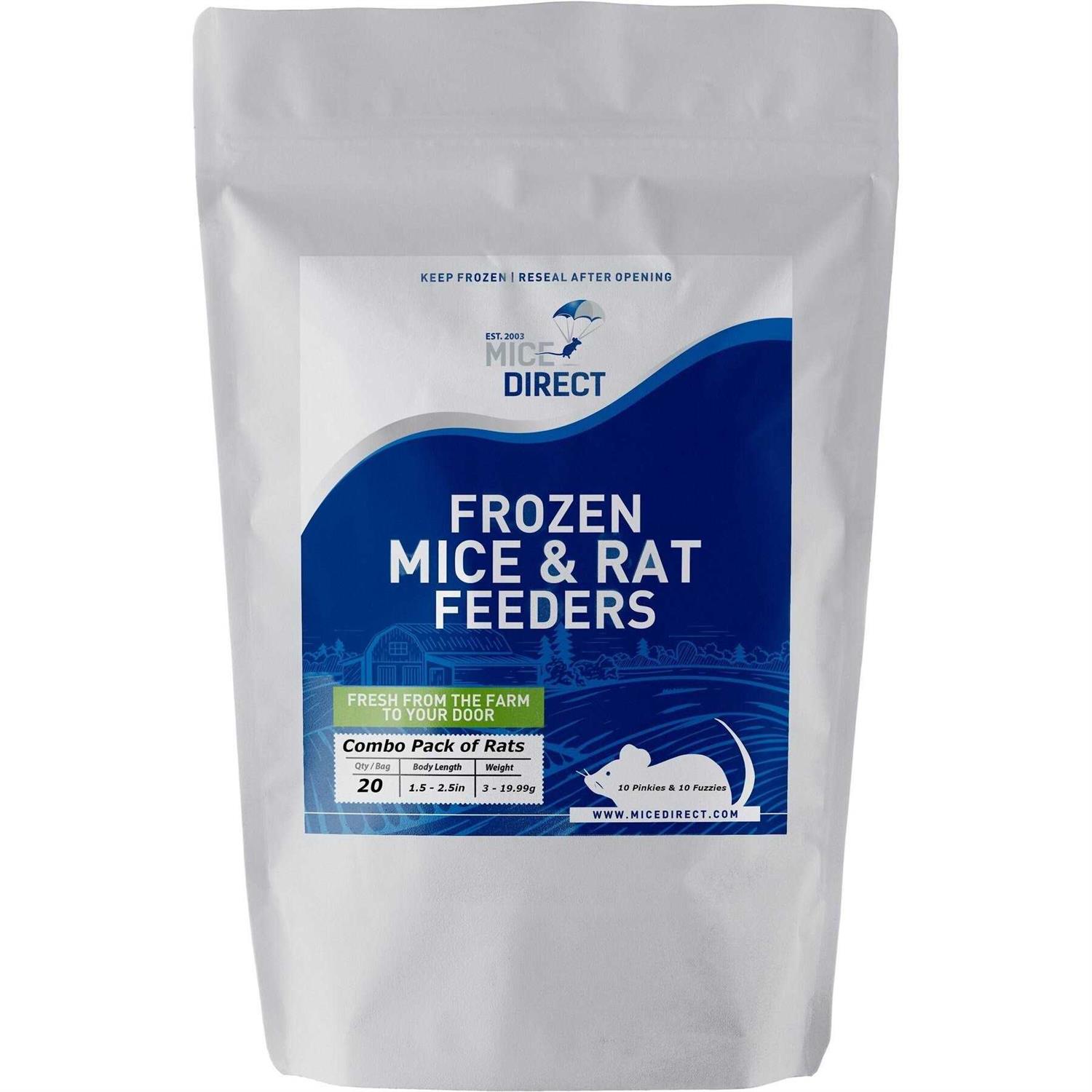 MiceDirect Frozen Mice Feeders Large Mice Fuzzies & Mice Hoppers Snake Food Combo Pack, 150 Count - Healthber