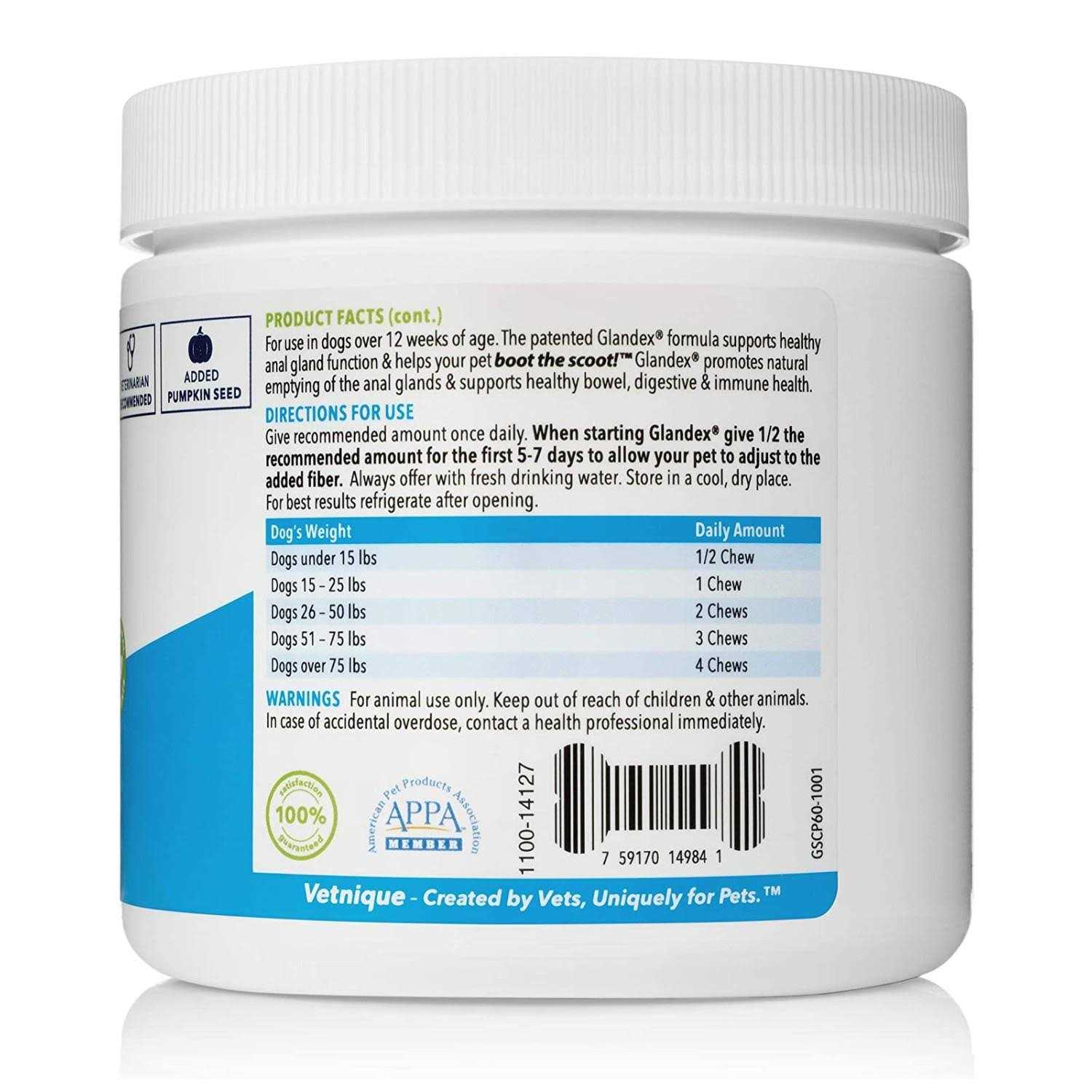 Vetnique Glandex Anal Gland Support Dog Chews - Healthber