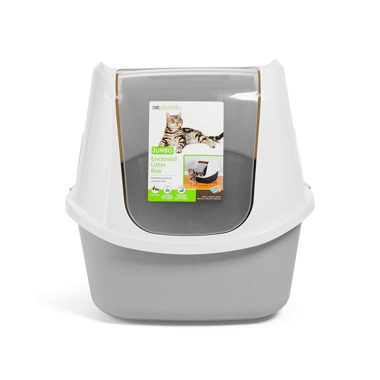 So Phresh Jumbo Enclosed Grey Cat Box - Healthber