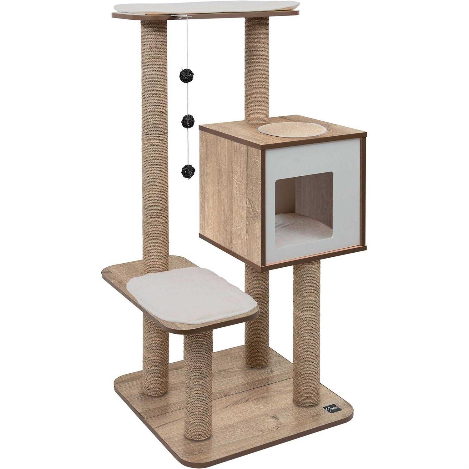 Vesper Cat Tree High Base Oak - Healthber