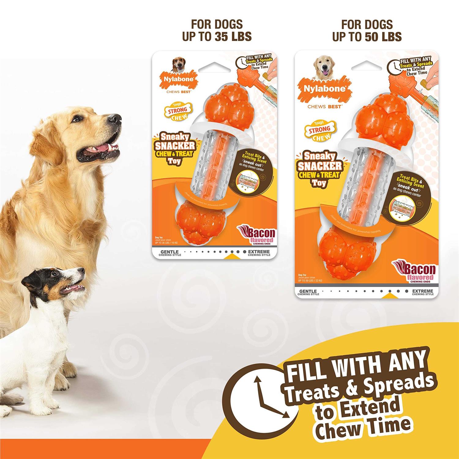 Nylabone Sneaky Snacker Bacon Treat Dog Toy - Healthber