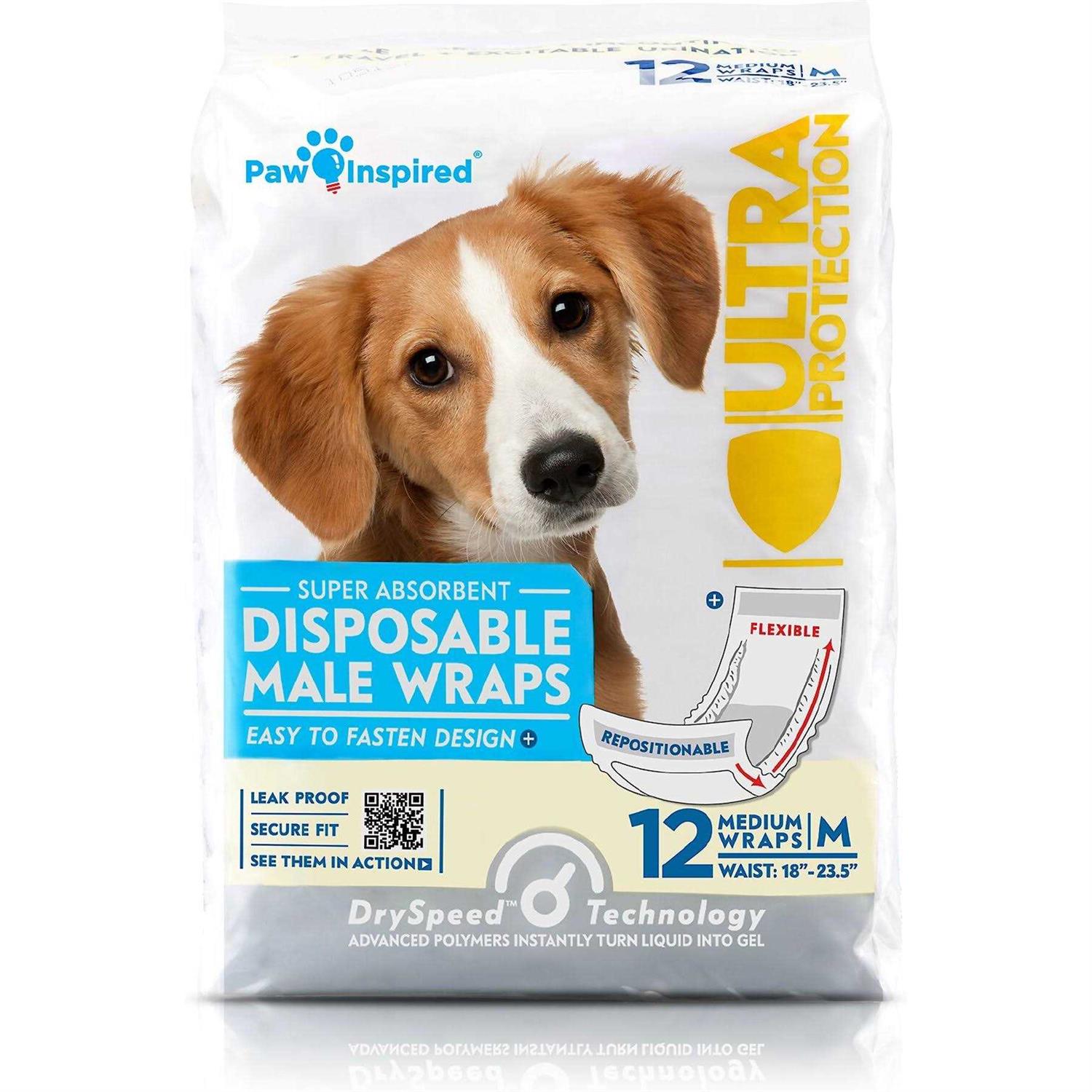 Paw Inspired Ultra Protection Disposable Belly Band Male Dog Wraps - Healthber