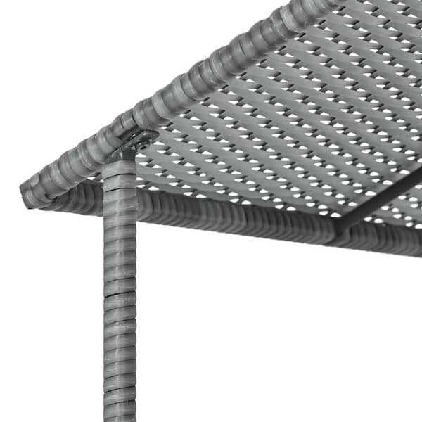 Dark Gray Medium Outdoor Furniture Pet Patio Furniture Seasonal PE Wicker Pet Furniture Dog Bed with Canopy - Healthber
