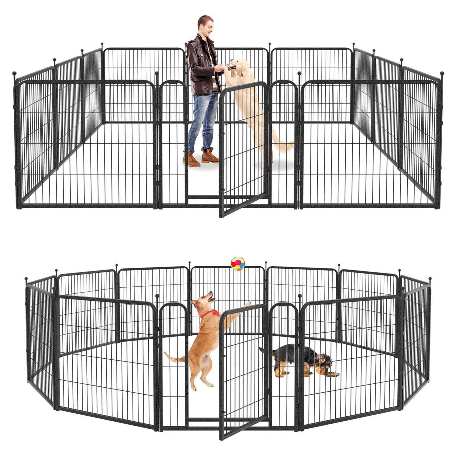 Kfvigoho Dog Playpen Outdoor Panels Heavy Duty Dog Pen Height Puppy Playpen Indoor Anti-Rust Exercise Fence with Doors for Medium/Small Pet - Healthber