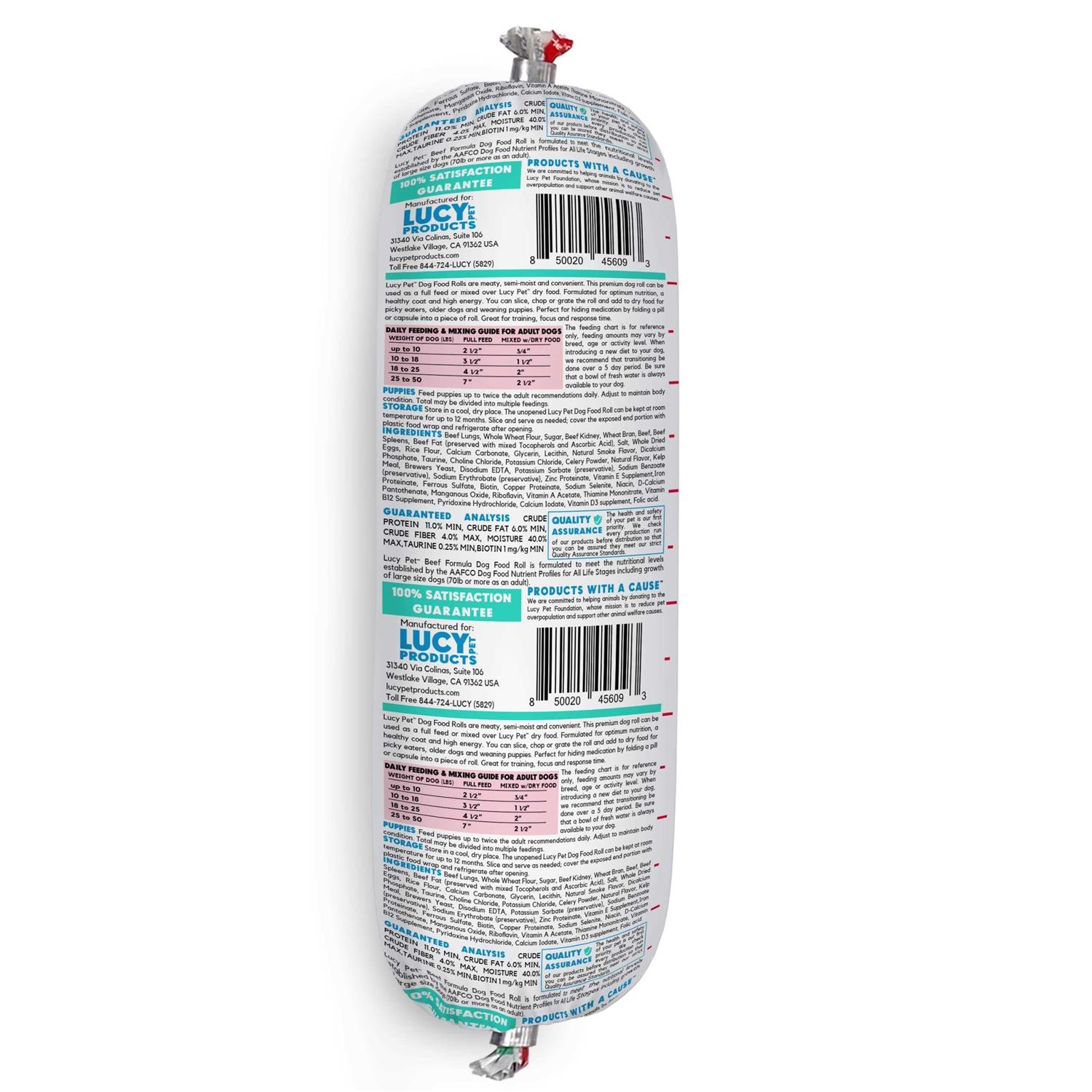 Lucy Pet Products Beef Dog Food Roll - Healthber