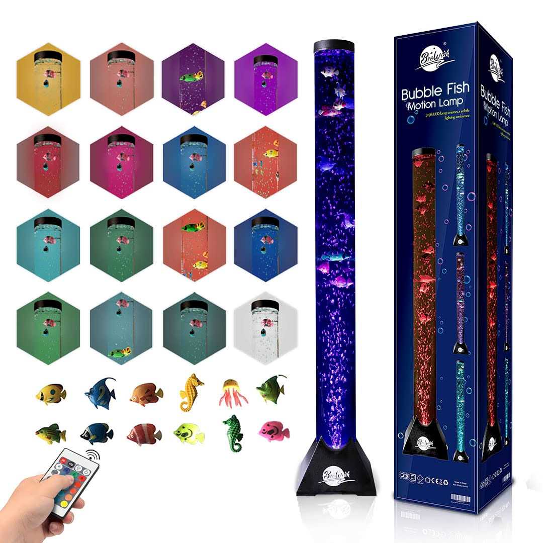 Brewish 4FT Sensory LED Water Bubble Fish Tube Floor Lamp with 20 Color Changing Light Effects– Fake Aquarium Tank Night Light and Gift for Kids - Healthber