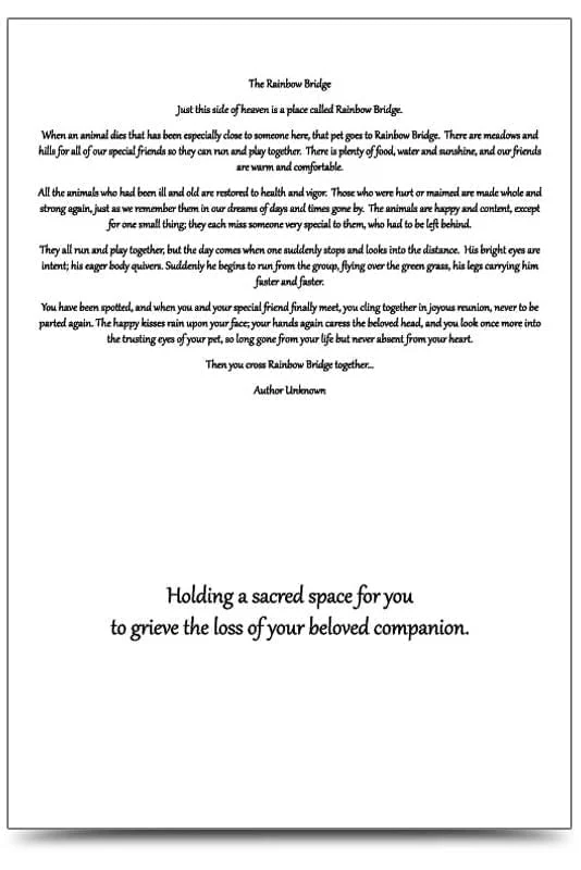 Rainbow Bridge Pet Sympathy Card - Healthber