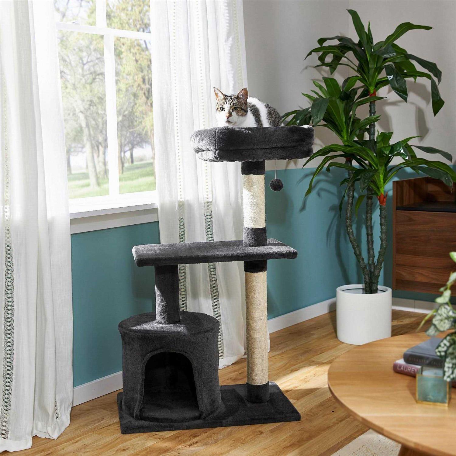 Frisco 38-in Cat Tree with Condo, Top Perch and Toy - Healthber