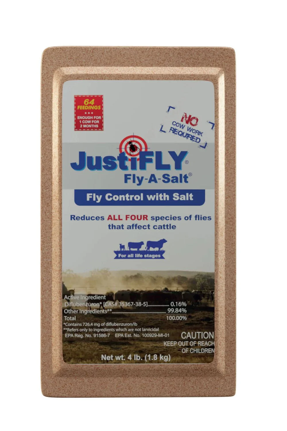 JustiFly Fly-A-Salt Block, 4 lbs - Healthber