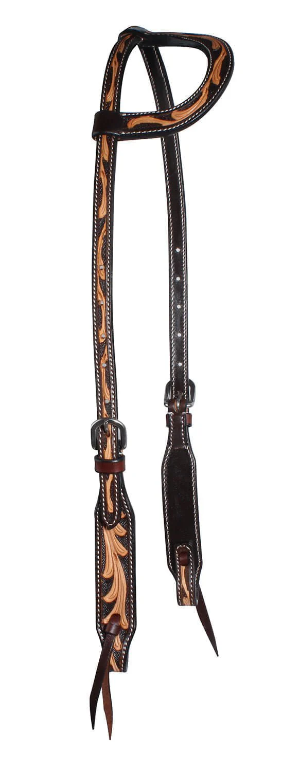 Professional's Choice Floral One Ear Headstall, Brown - Healthber