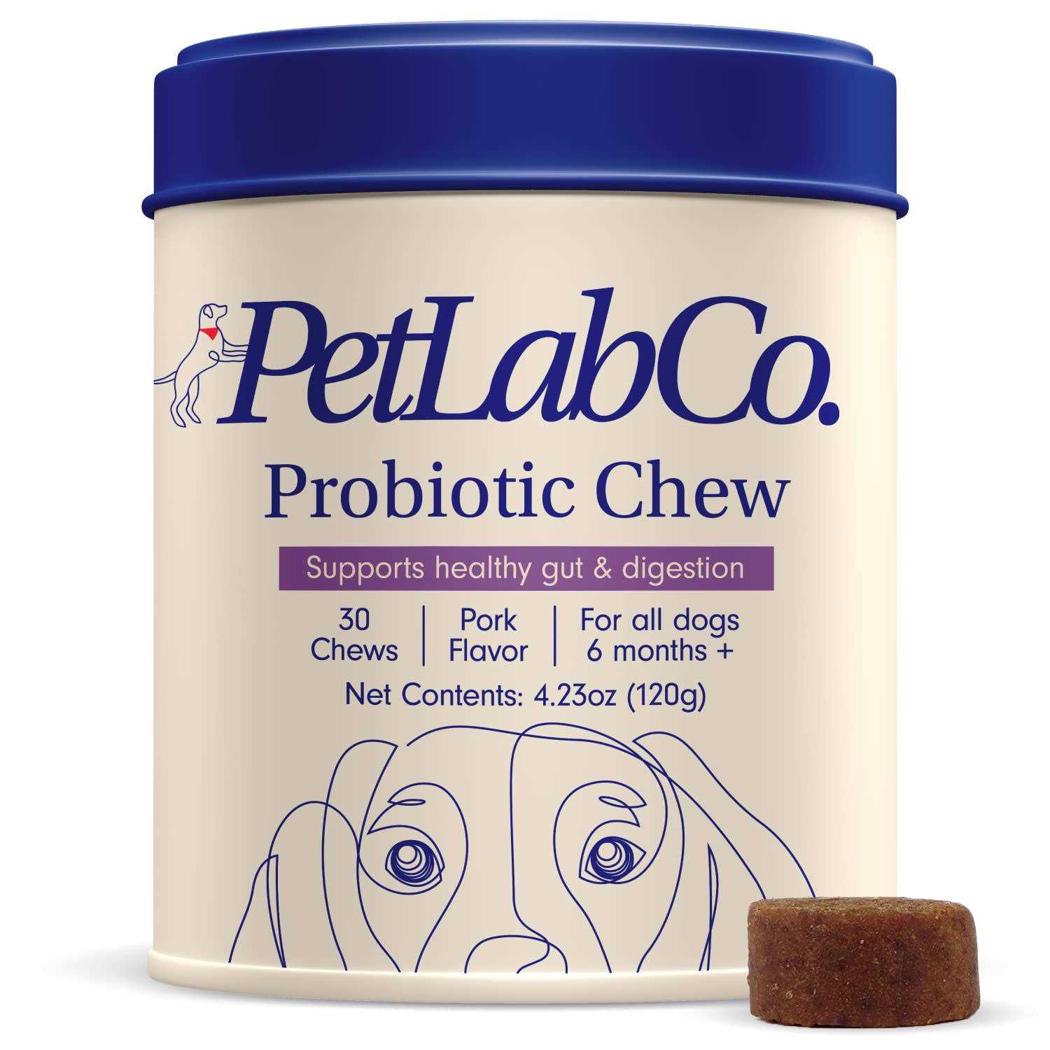 PetLab Co. Probiotic Digestive Supplement Pork Flavored Soft Chews for Dogs, 30 count - Healthber