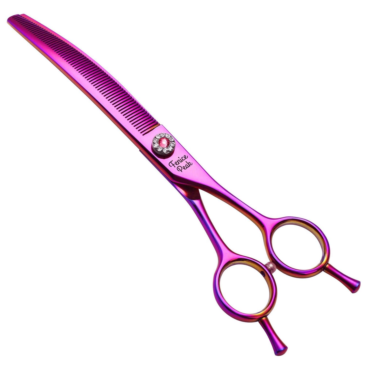 Fenice Peak Professional Dog Grooming Scissors Pet Curved Thinning Shears 7.0” Extremely Sharp Blades 440C Steel Thinning Scissors Durable Smooth - Healthber