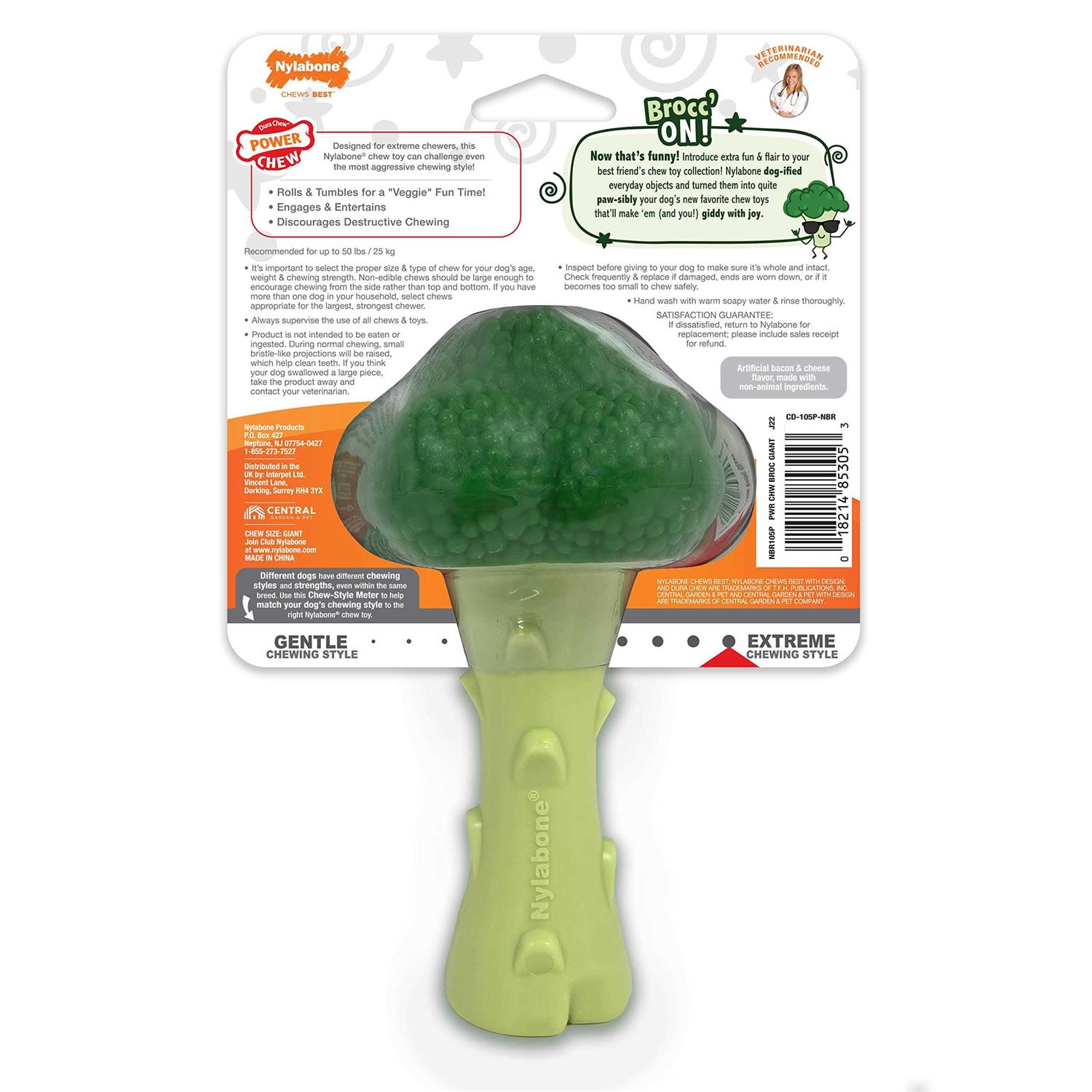 Nylabone Power Chew Broccoli Dog Toy Bacon Cheese - Healthber