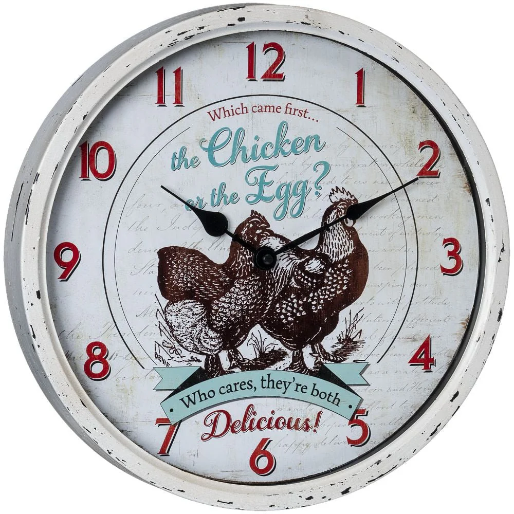 Iron & Glass Chicken Wall Clock - Healthber