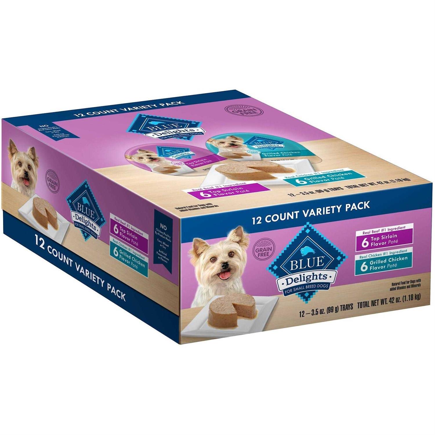 Blue Buffalo Divine Delights Pate Variety Pack Top Sirloin & Grilled Chicken Flavor Dog Food Trays - Healthber
