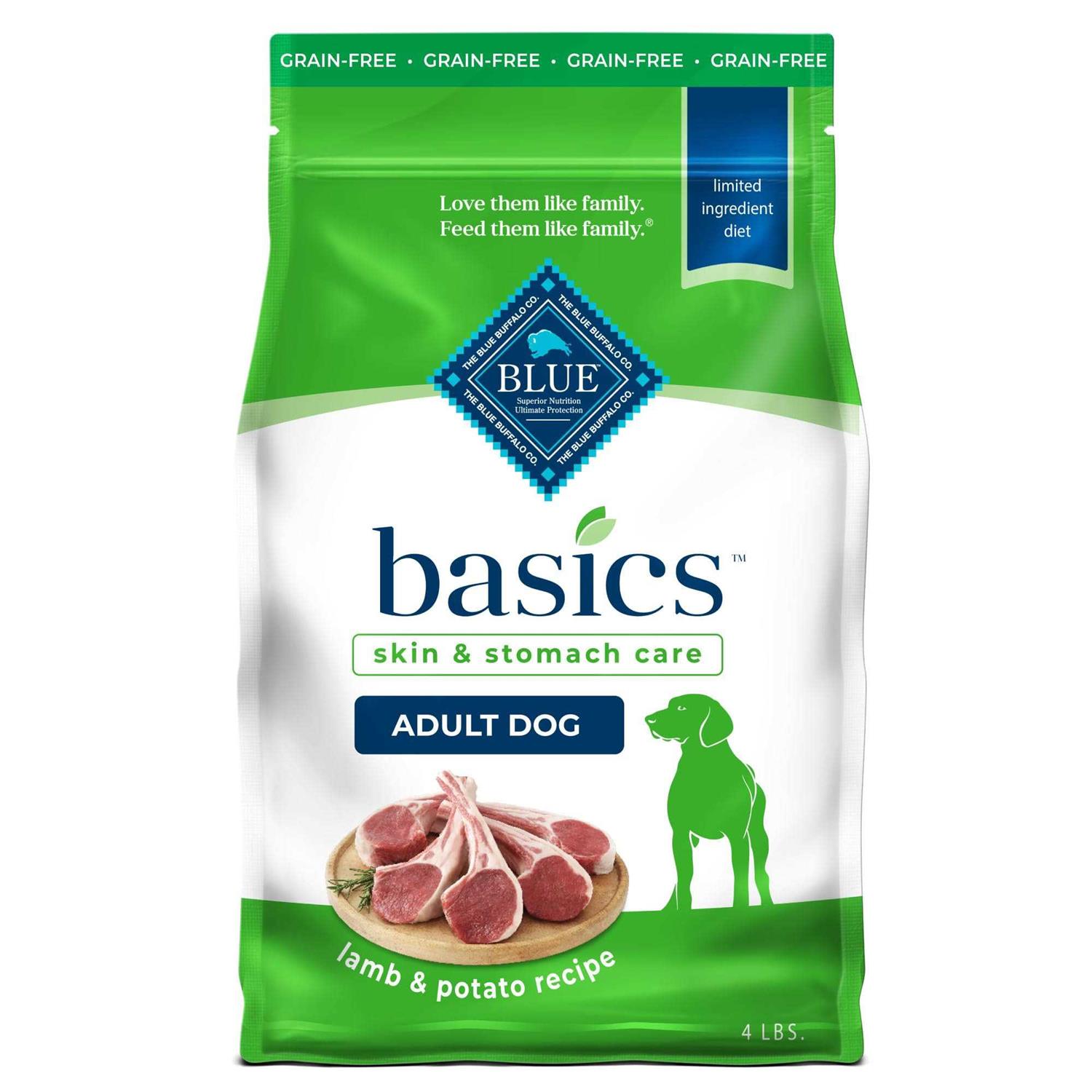 Blue Buffalo Basics Adult Skin & Stomach Care Grain-Free Lamb & Potato Recipe Dry Dog Food - Healthber