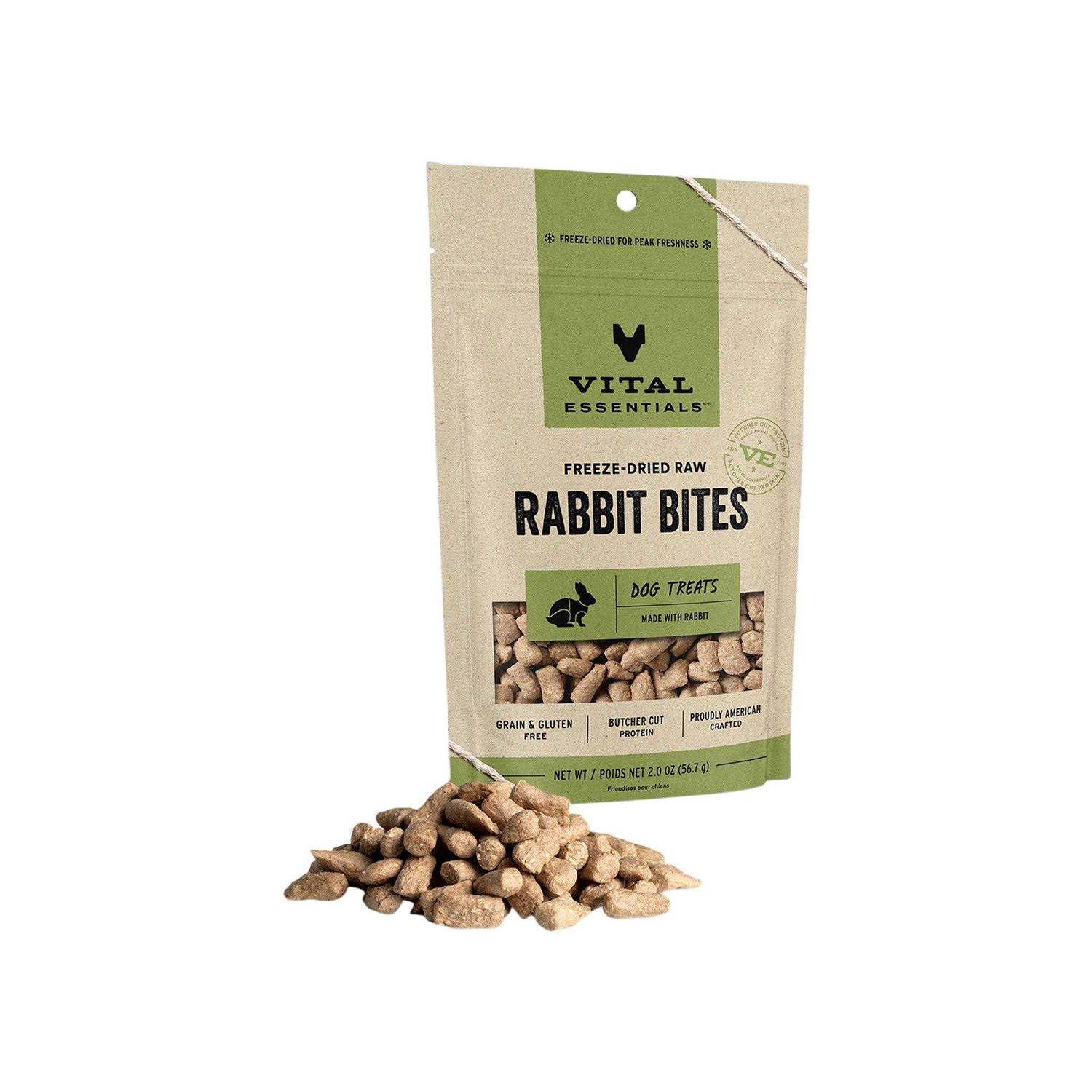 Vital Essentials Freeze-Dried Rabbit Bites Dog Treats - Healthber